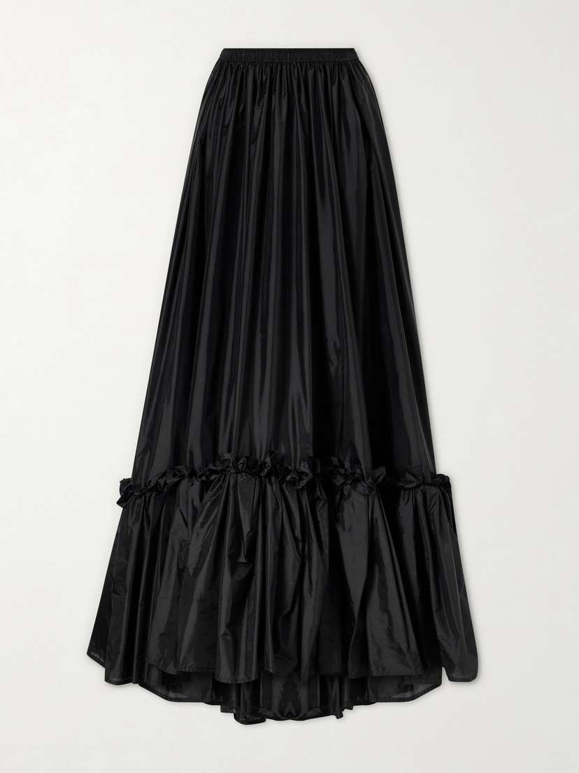 Saint Laurent Tiered Ruffled Satin Maxi Skirt