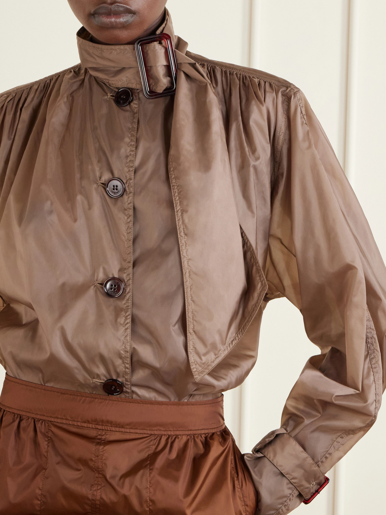 Tie-Detailed Gathered Shirt