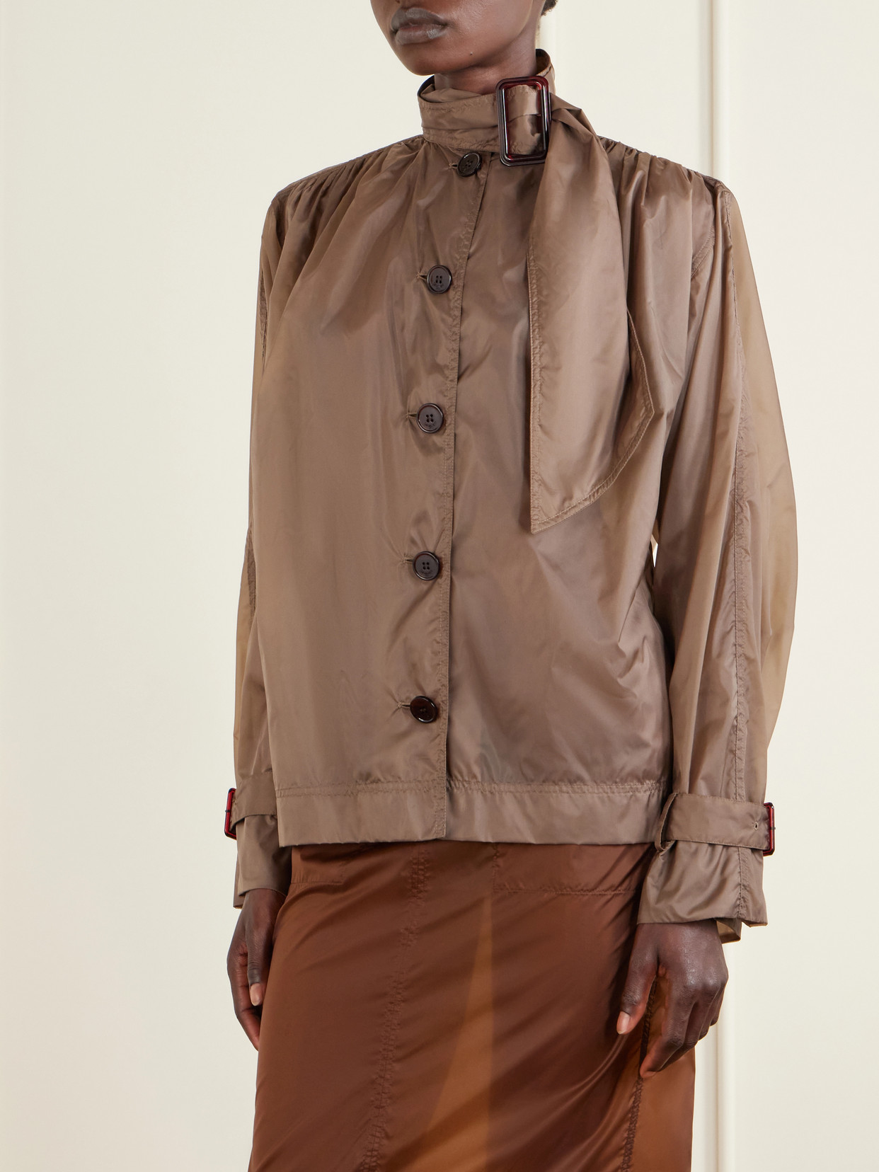 Tie-Detailed Gathered Shirt