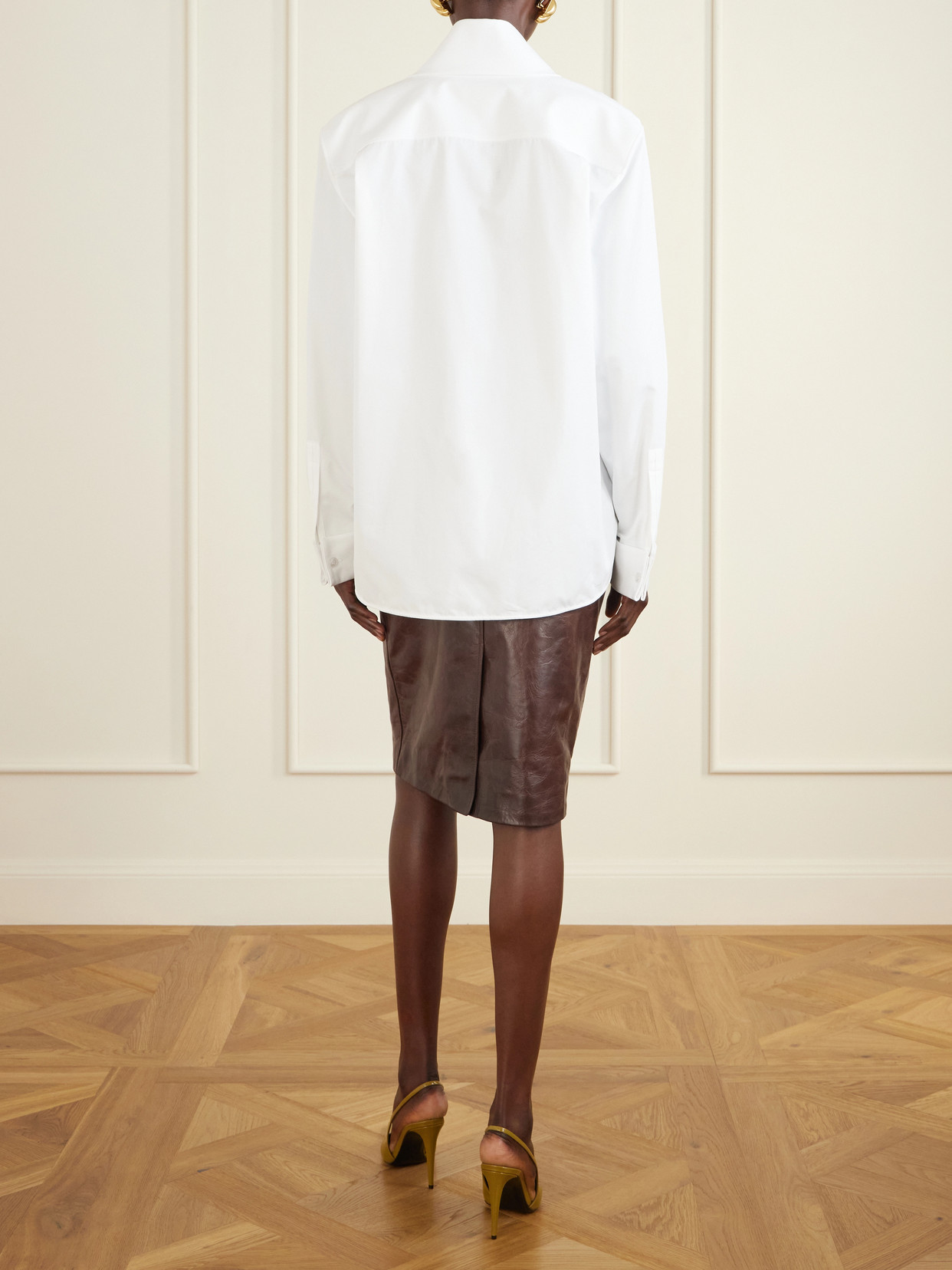 Scarf-Detailed Cotton-Poplin Shirt