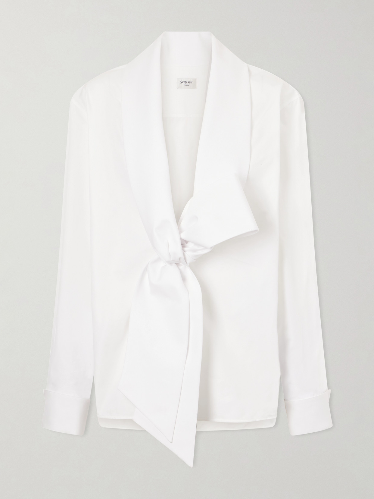 Scarf-Detailed Cotton-Poplin Shirt