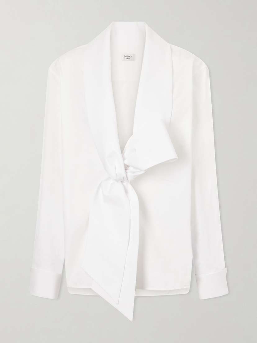 Saint Laurent Scarf-detailed Cotton-poplin Shirt