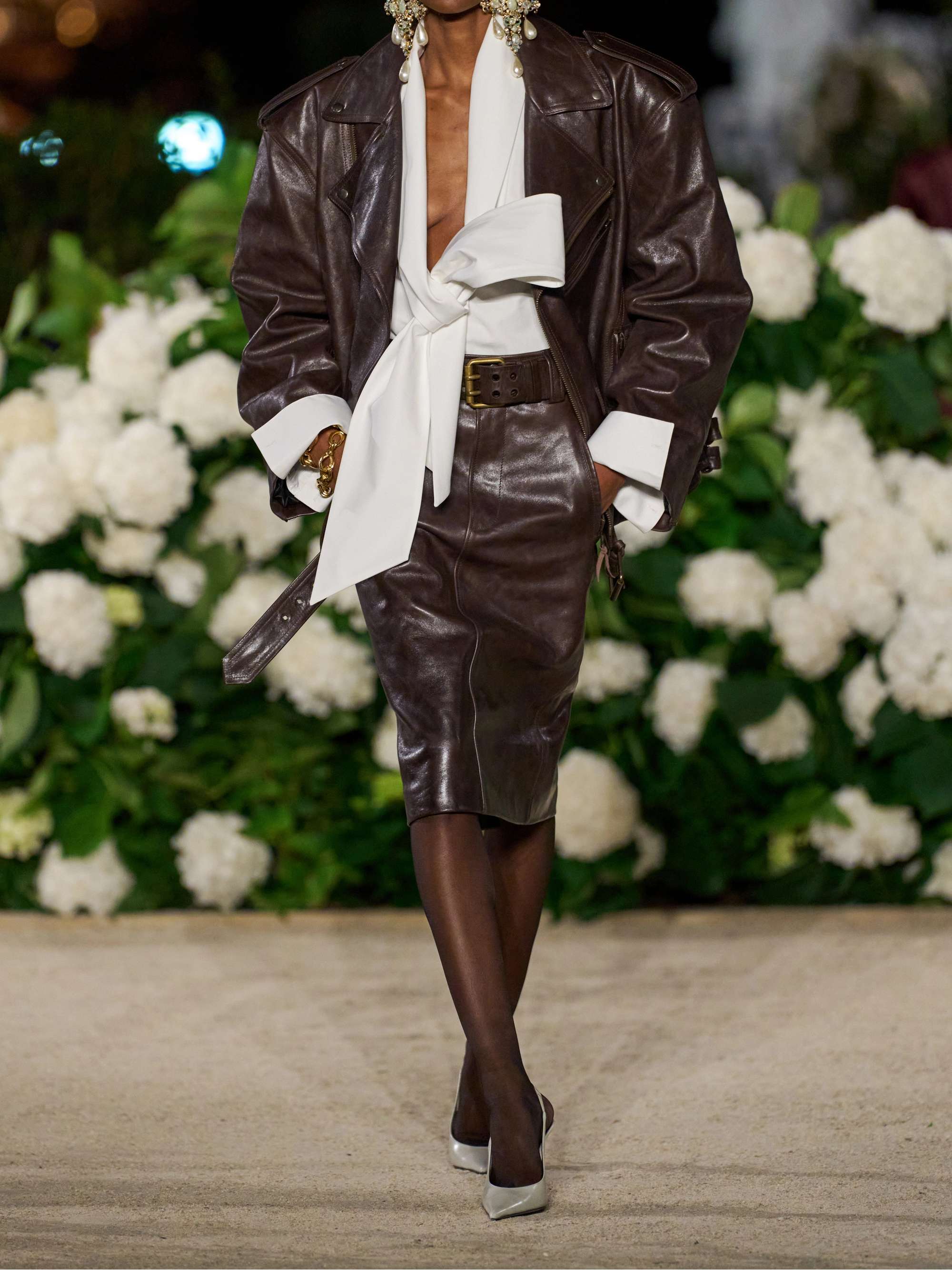 SAINT LAURENT Glossed textured-leather biker jacket | NET-A-PORTER