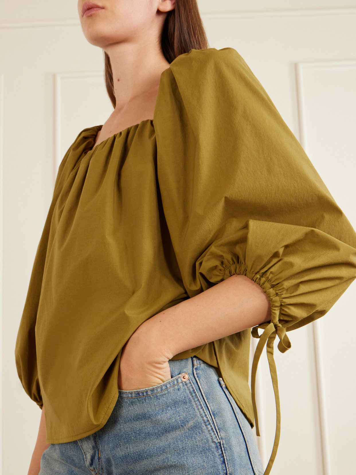 Gathered Poplin Blouse