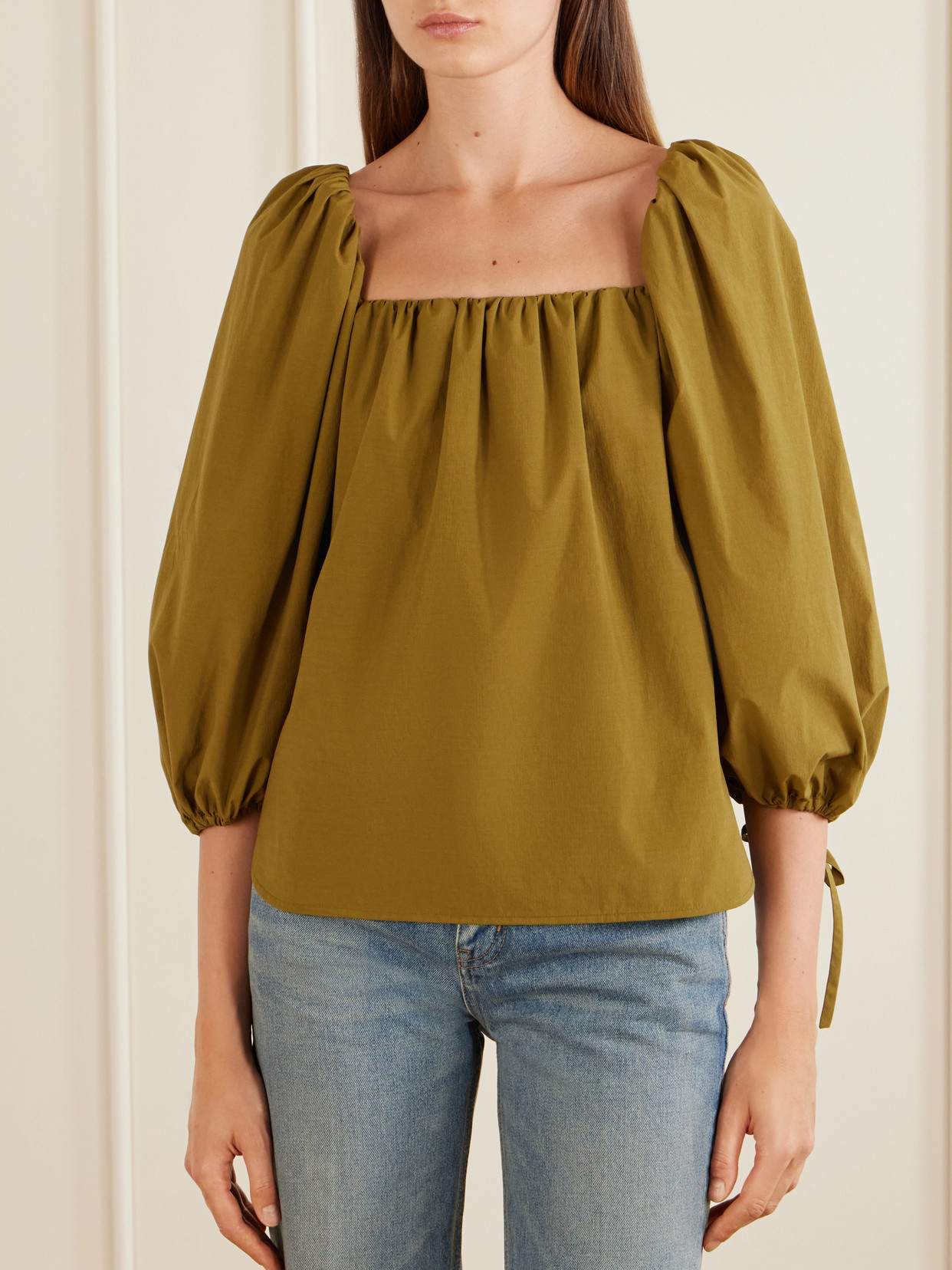 Gathered Poplin Blouse
