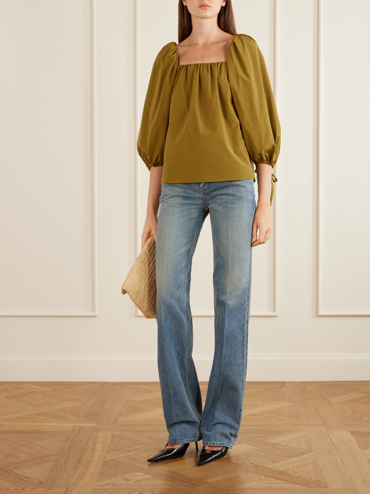Gathered Poplin Blouse