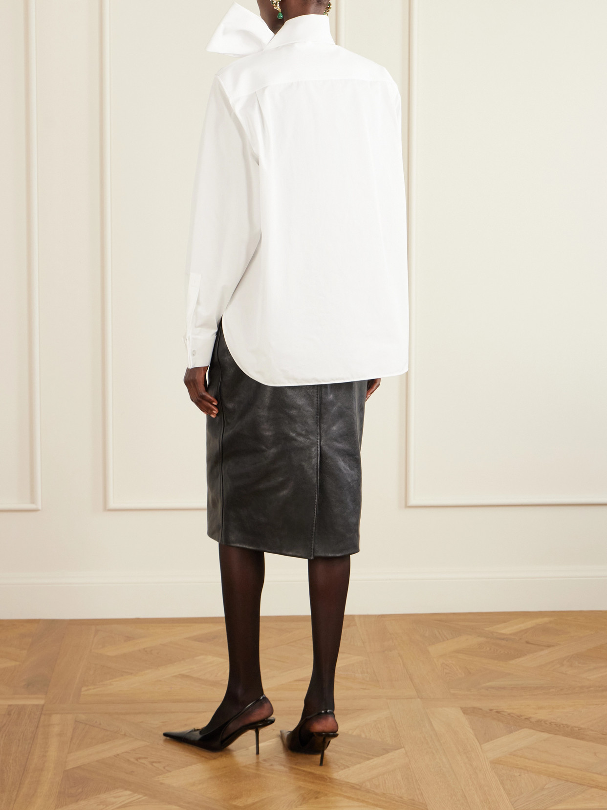Scarf-Detailed Cotton-Poplin Shirt