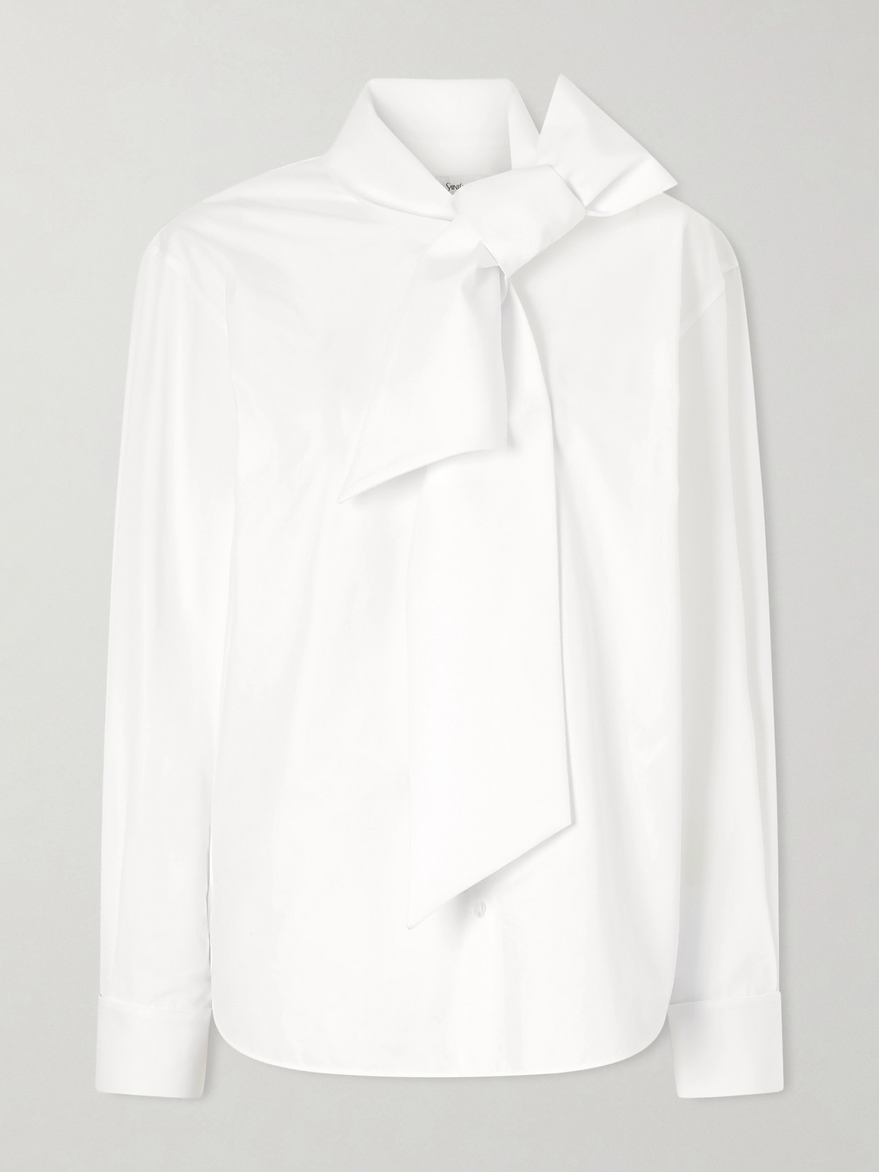 SAINT LAURENT Scarf-detailed Cotton-poplin Shirt