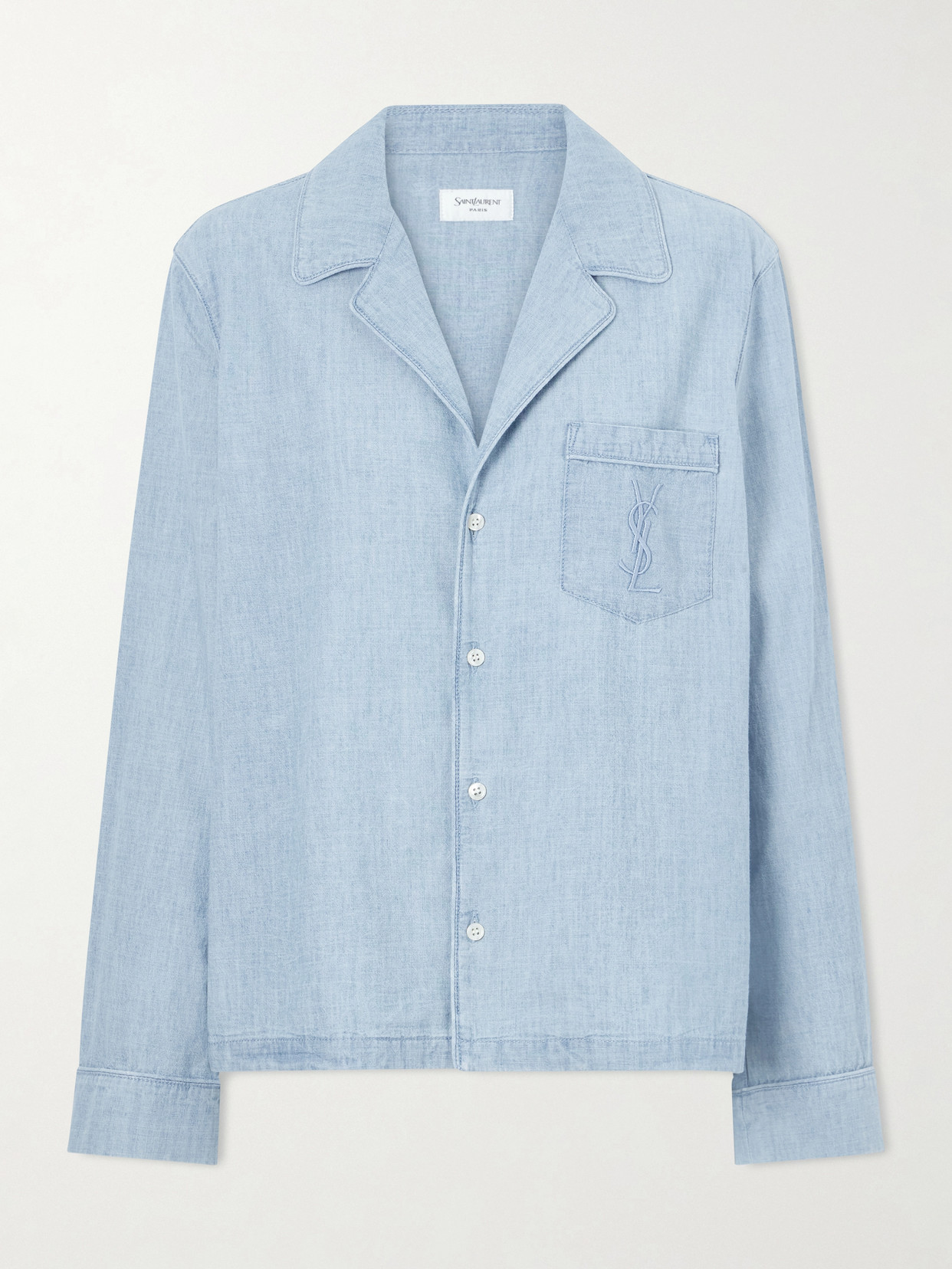 Cassandre Logo-Embroidered Piped Cotton-Chambray Shirt