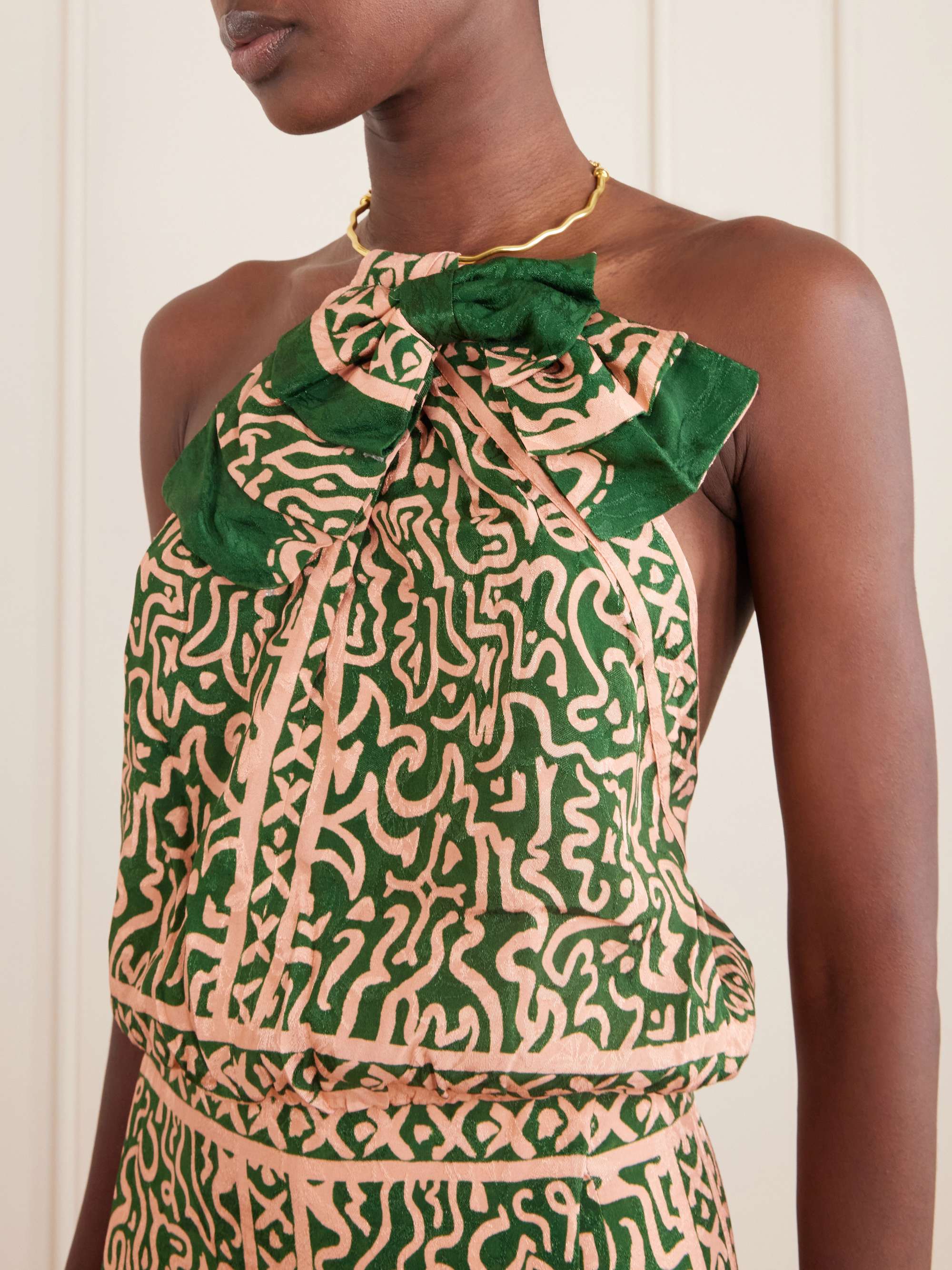 JOHANNA ORTIZ Southern Reverie bow-detailed embellished satin
