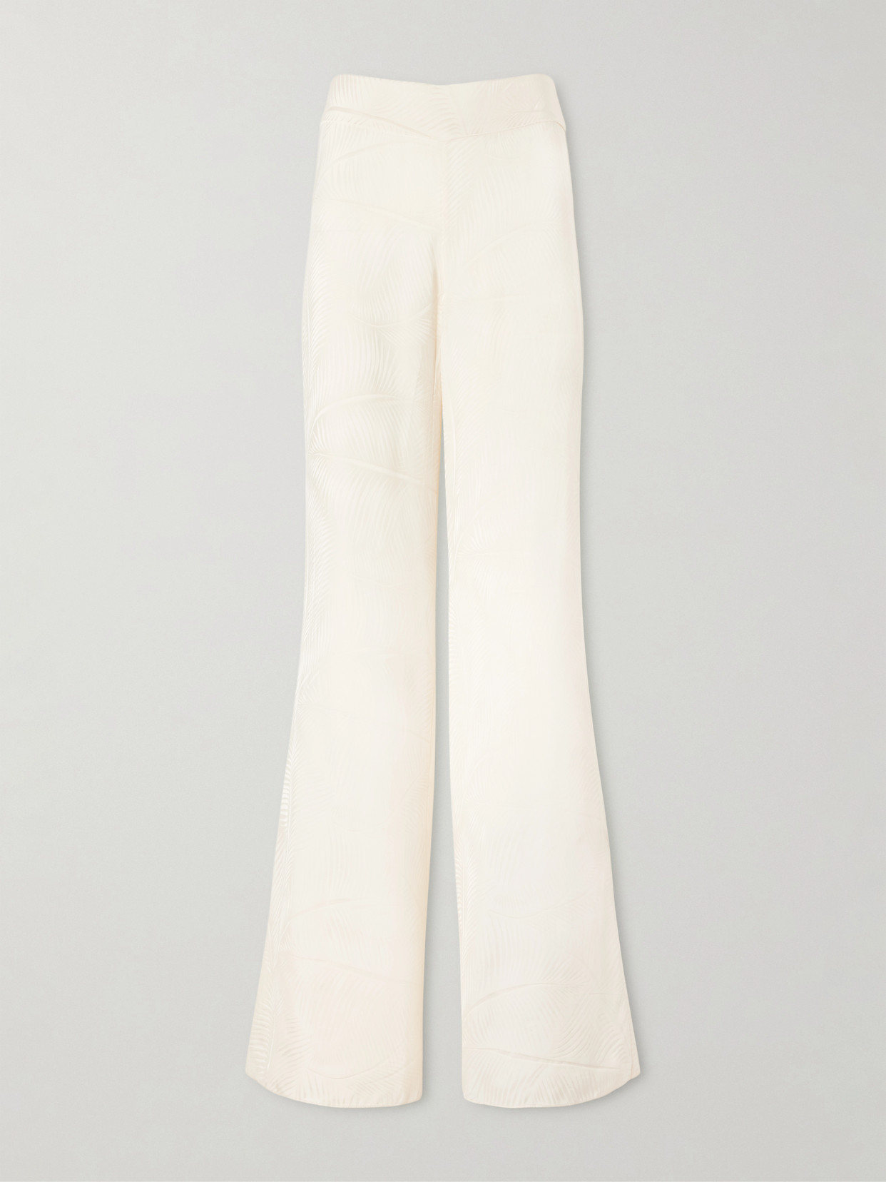 Johanna Ortiz Laidback Energy Satin-jacquard Flared Pants In Neutrals