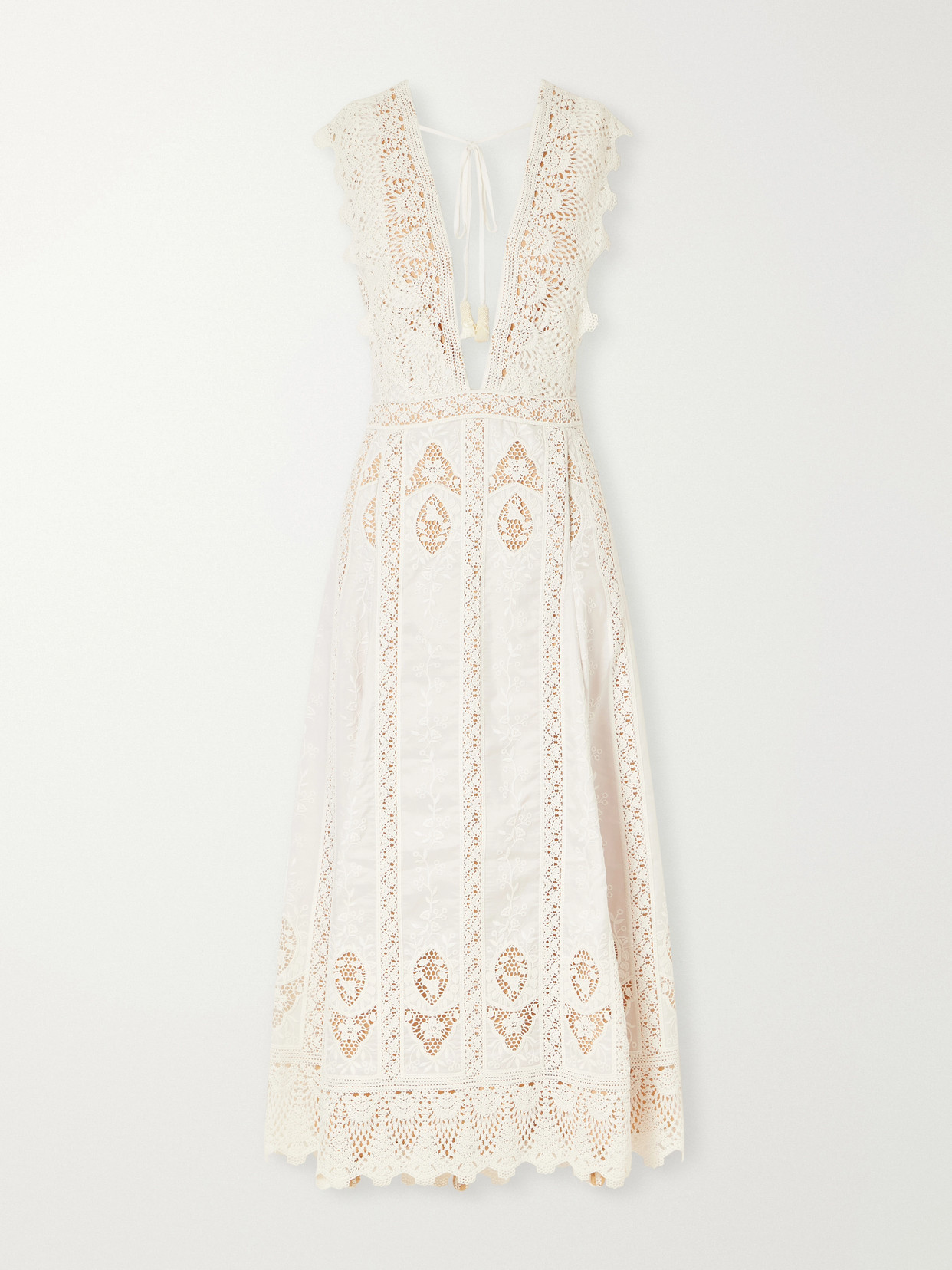 Johanna Ortiz Grace In The Open Fields Crochet Maxi Dress In Neutral