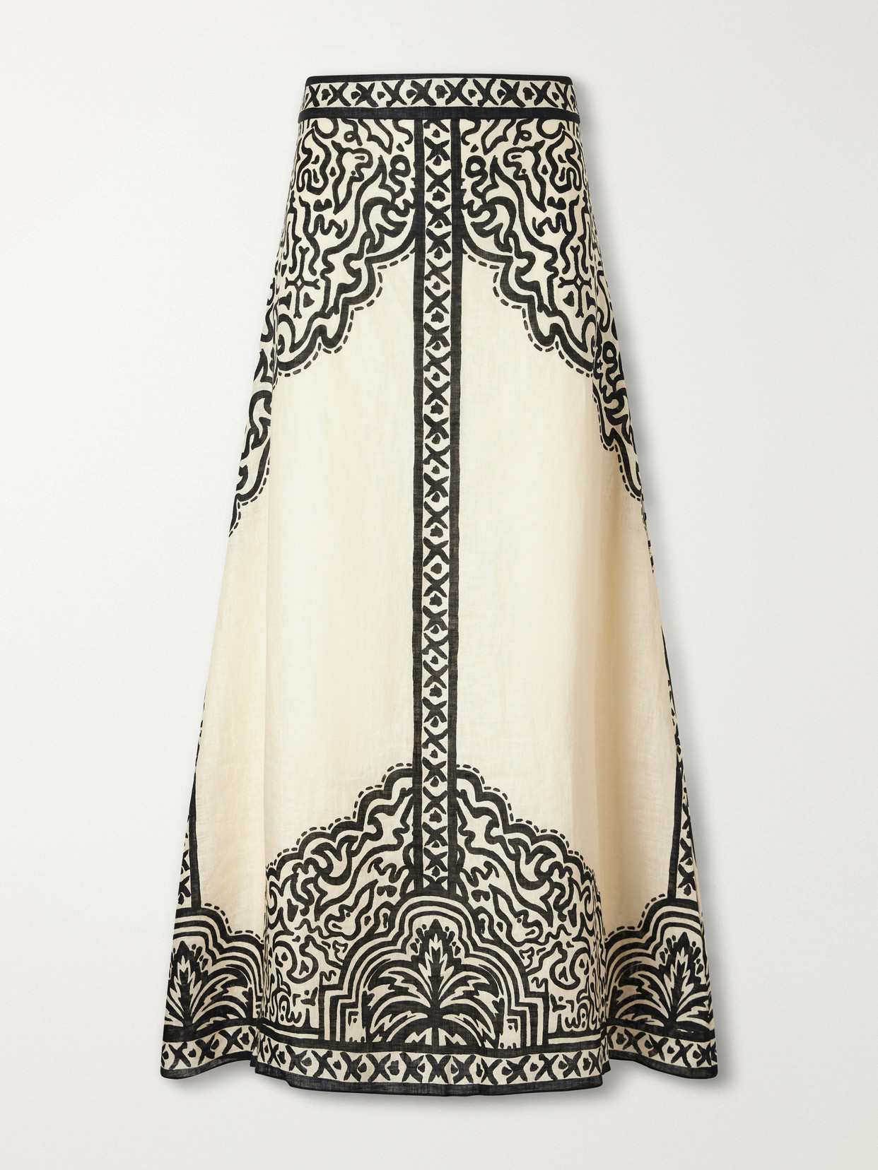 Johanna Ortiz Loose Horizon Printed Linen Maxi Skirt In White