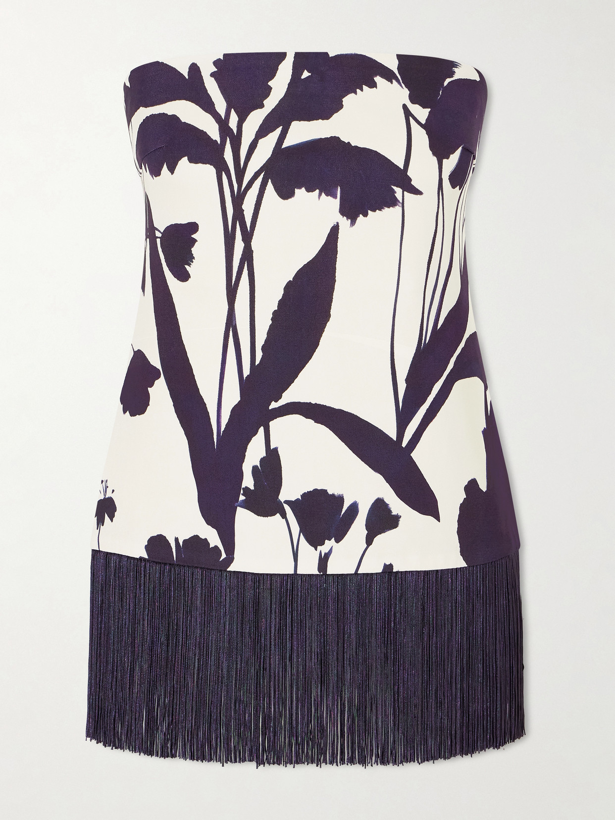 Cara Cara - Benita Fringed Floral-print Stretch-crepe Tank - Neutrals