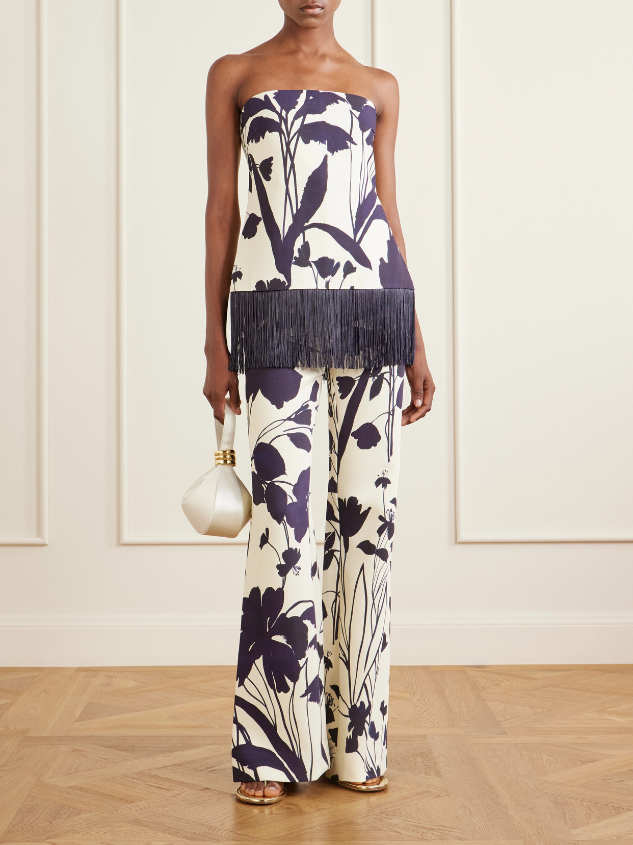 Benita Fringed Floral-Print Stretch-Crepe Tank