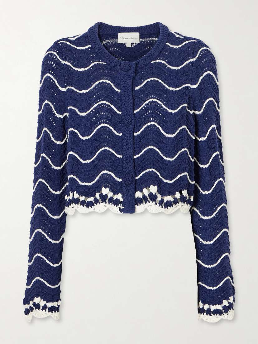 Cara Cara Louise Scalloped Striped Cotton Knit Cardigan | Thumbnail 6 Cara Cara Louise Scalloped Striped Cotton Knit Cardigan | Thumbnail 6