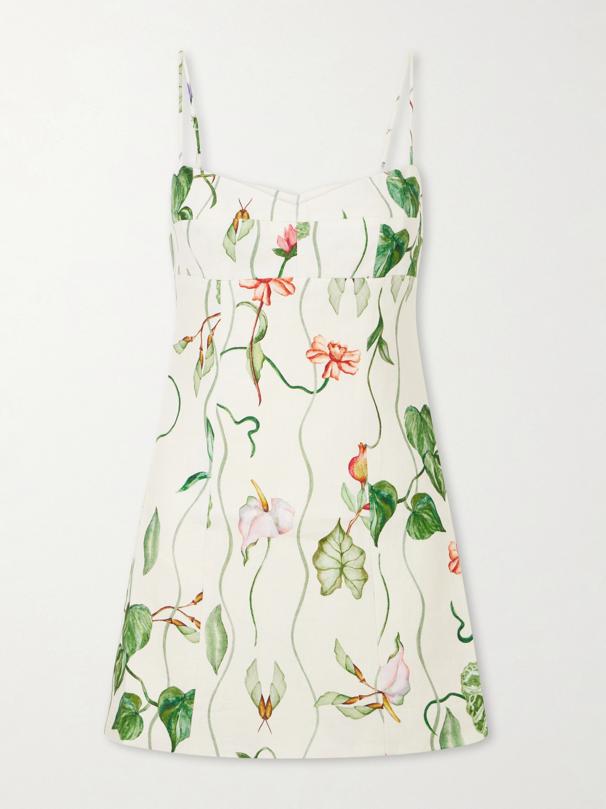 Cara Cara - Cherry Printed Linen Mini Dress - Neutrals