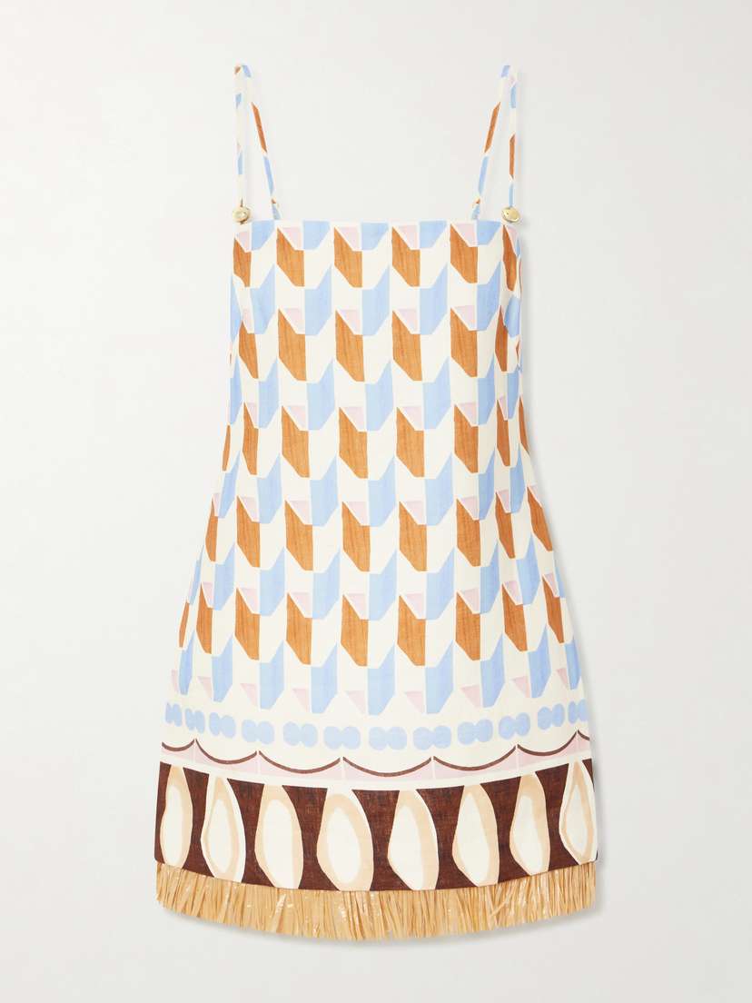 Cara Cara Valencia Printed Fringed Linen Mini Dress | Thumbnail 5 Cara Cara Valencia Printed Fringed Linen Mini Dress | Thumbnail 5
