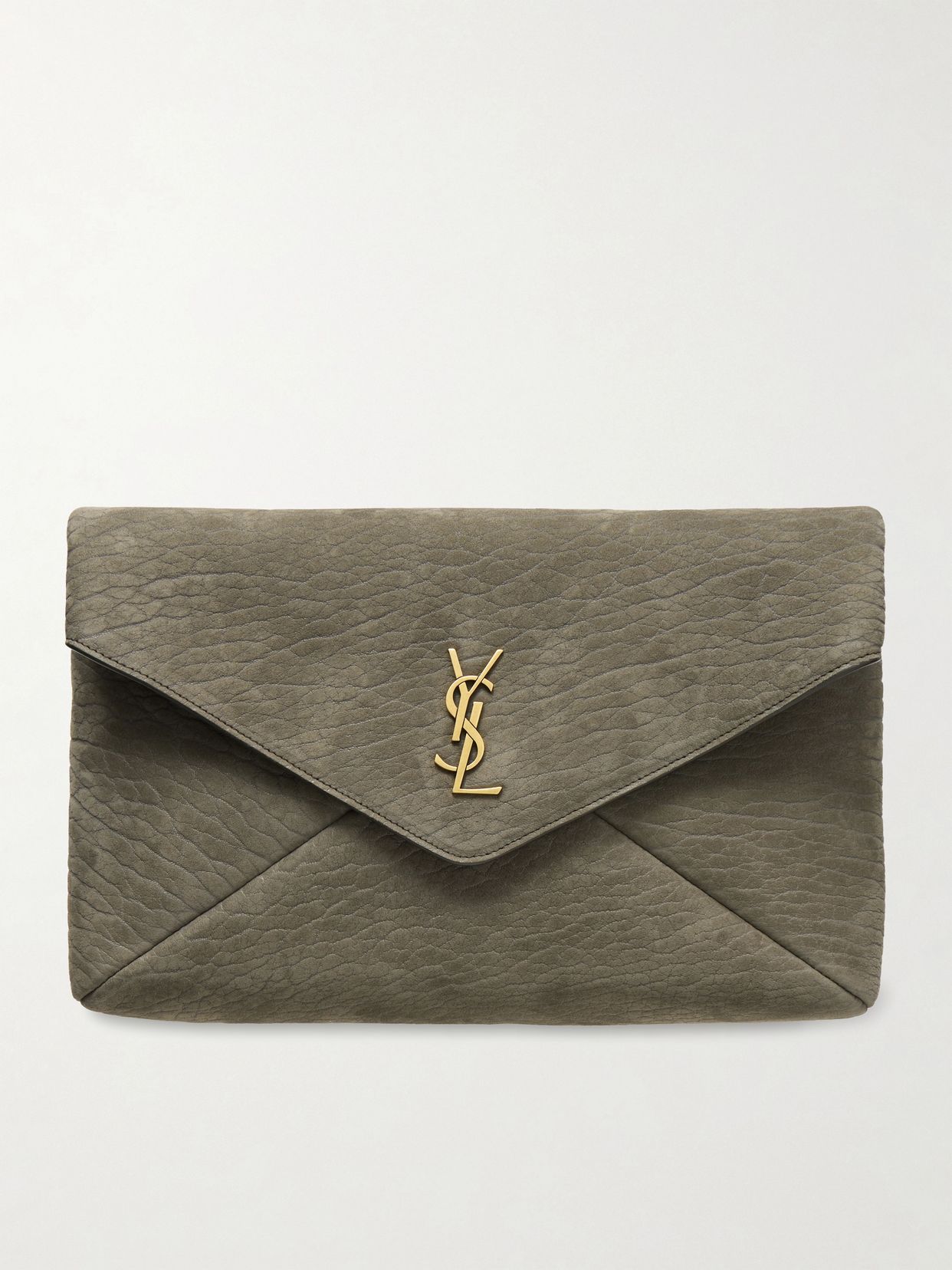 Cassandre large textured-nubuck clutch