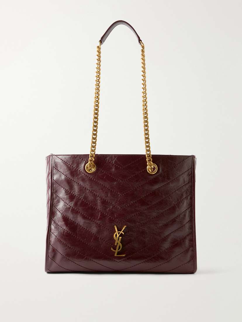 Saint Laurent Niki Small Crinkled-leather Tote