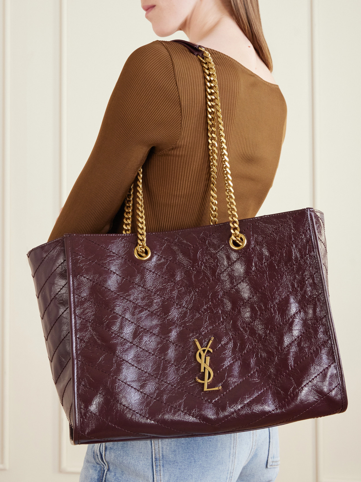 Niki Small Crinkled-Leather Tote