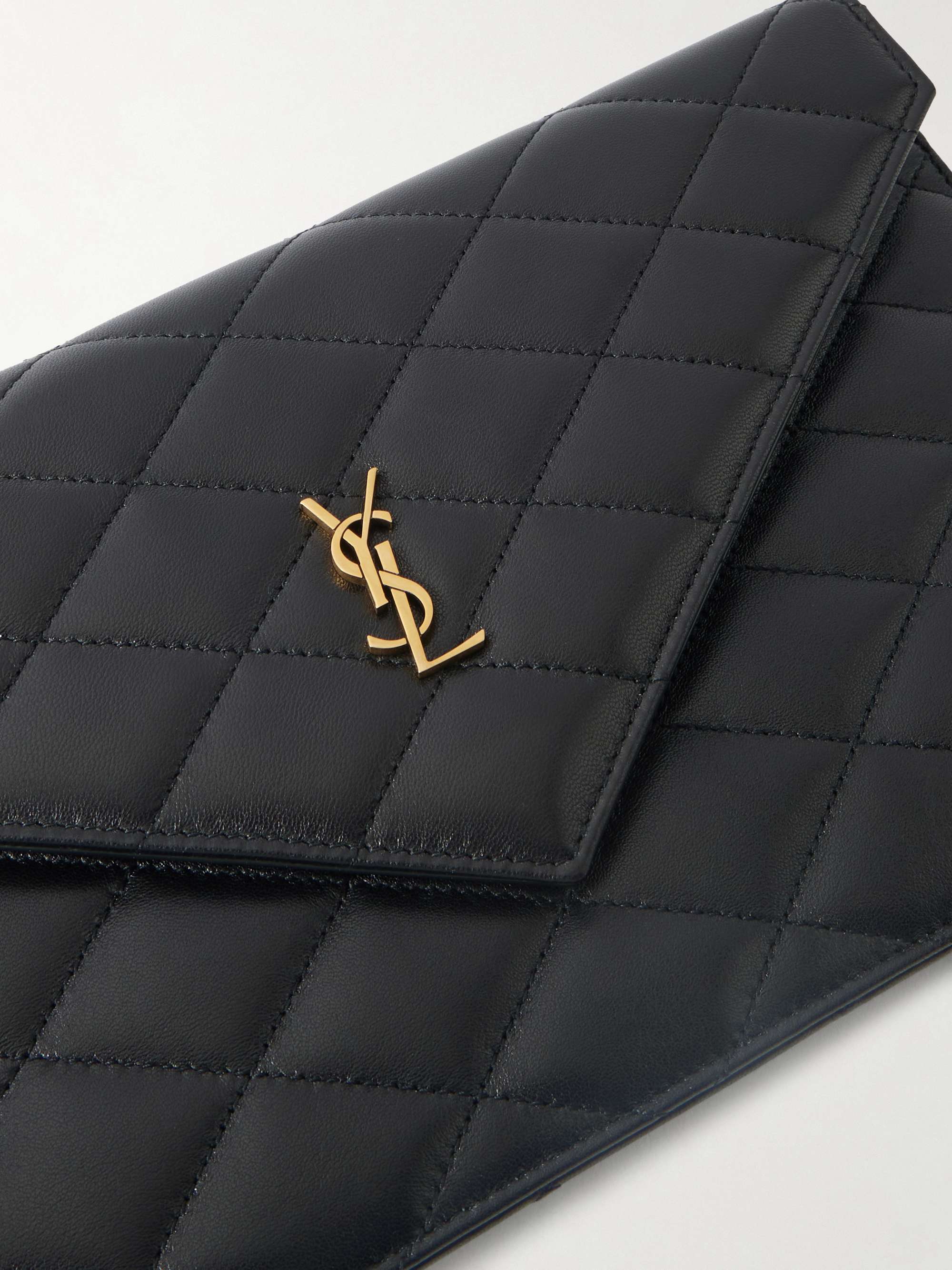 SAINT LAURENT Paris matelassé leather pouch | NET-A-PORTER