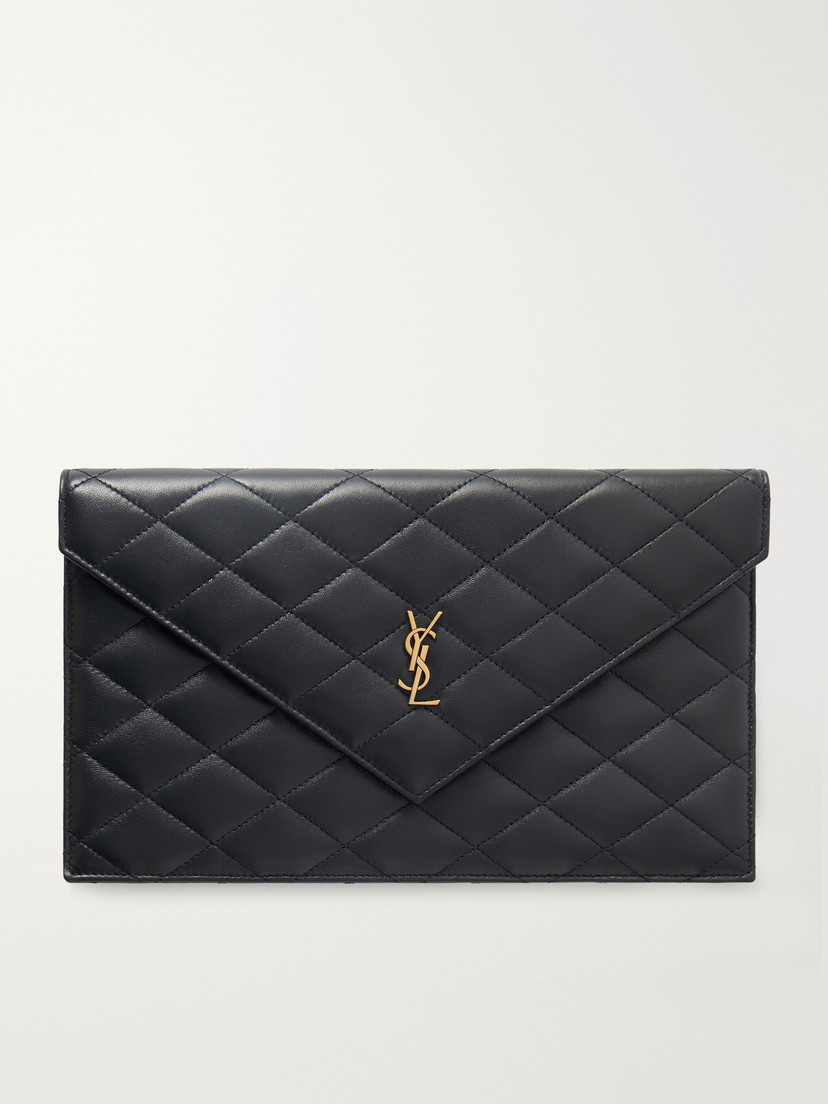 Paris Quilted Leather Pouch Black