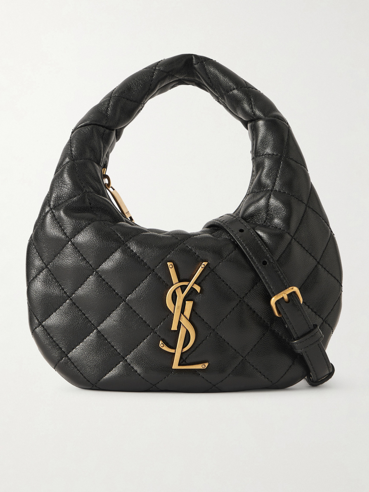 Saint Laurent Icarino Mini Quilted Leather Shoulder Bag In Black