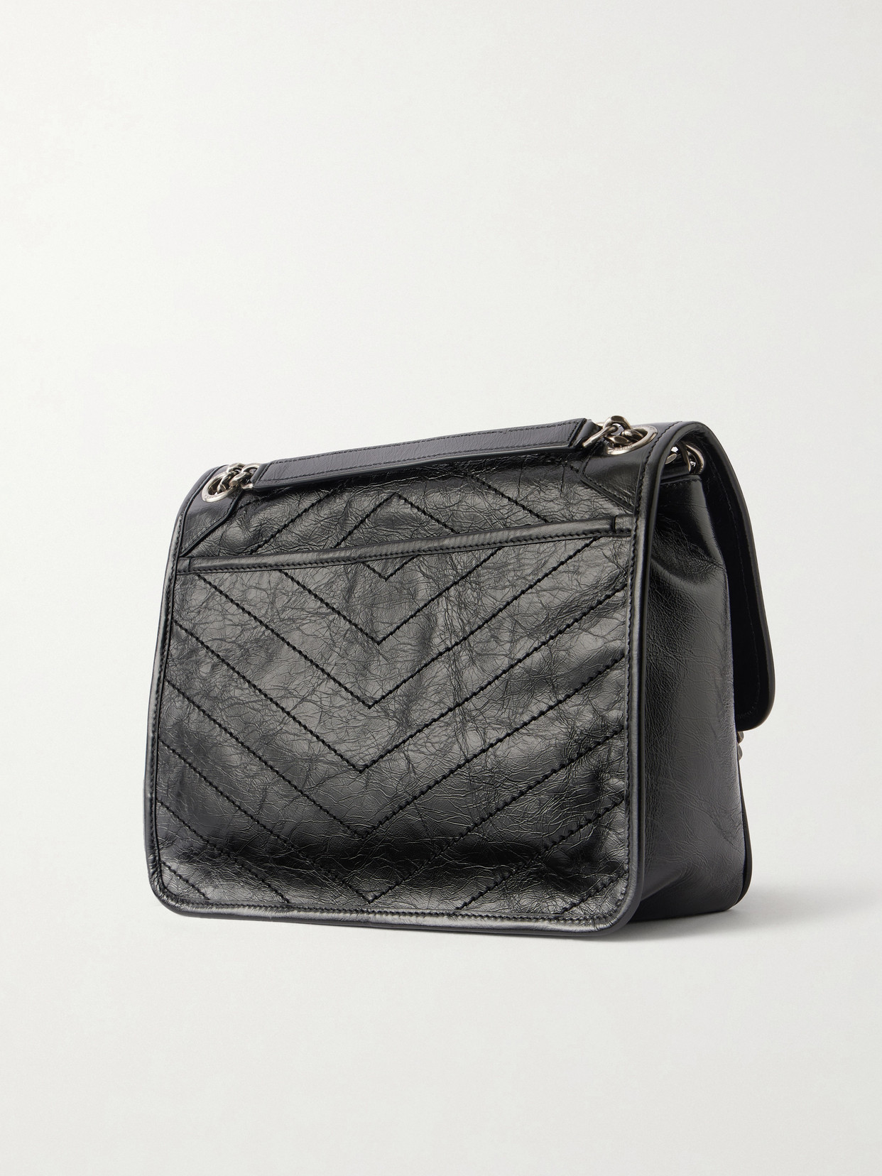 Niki Medium Crinkled Glossed-Leather Shoulder Bag