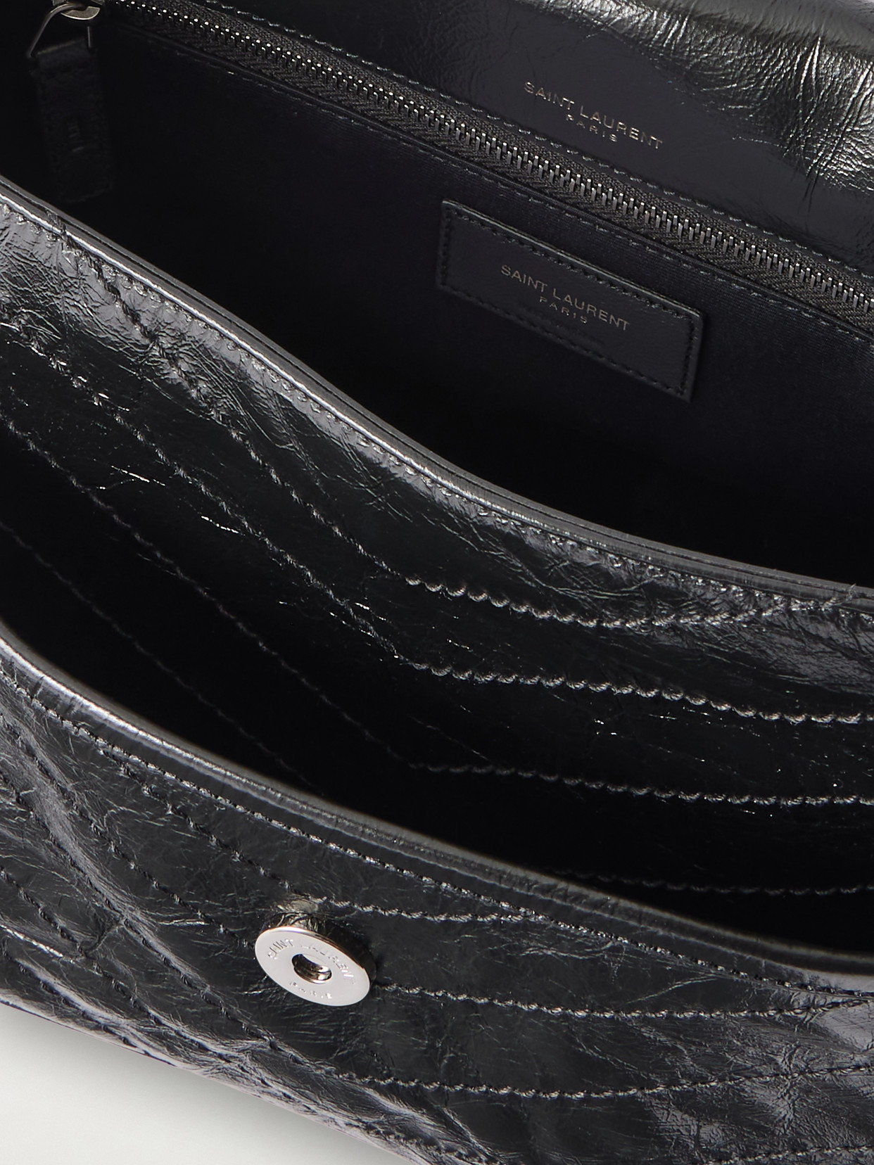 Niki Medium Crinkled Glossed-Leather Shoulder Bag