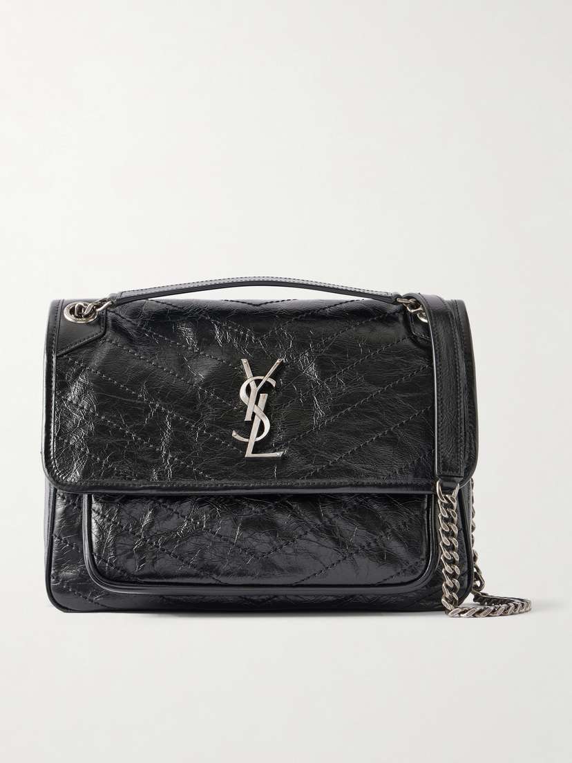Saint Laurent Niki Medium Crinkled Glossed-leather Shoulder Bag
