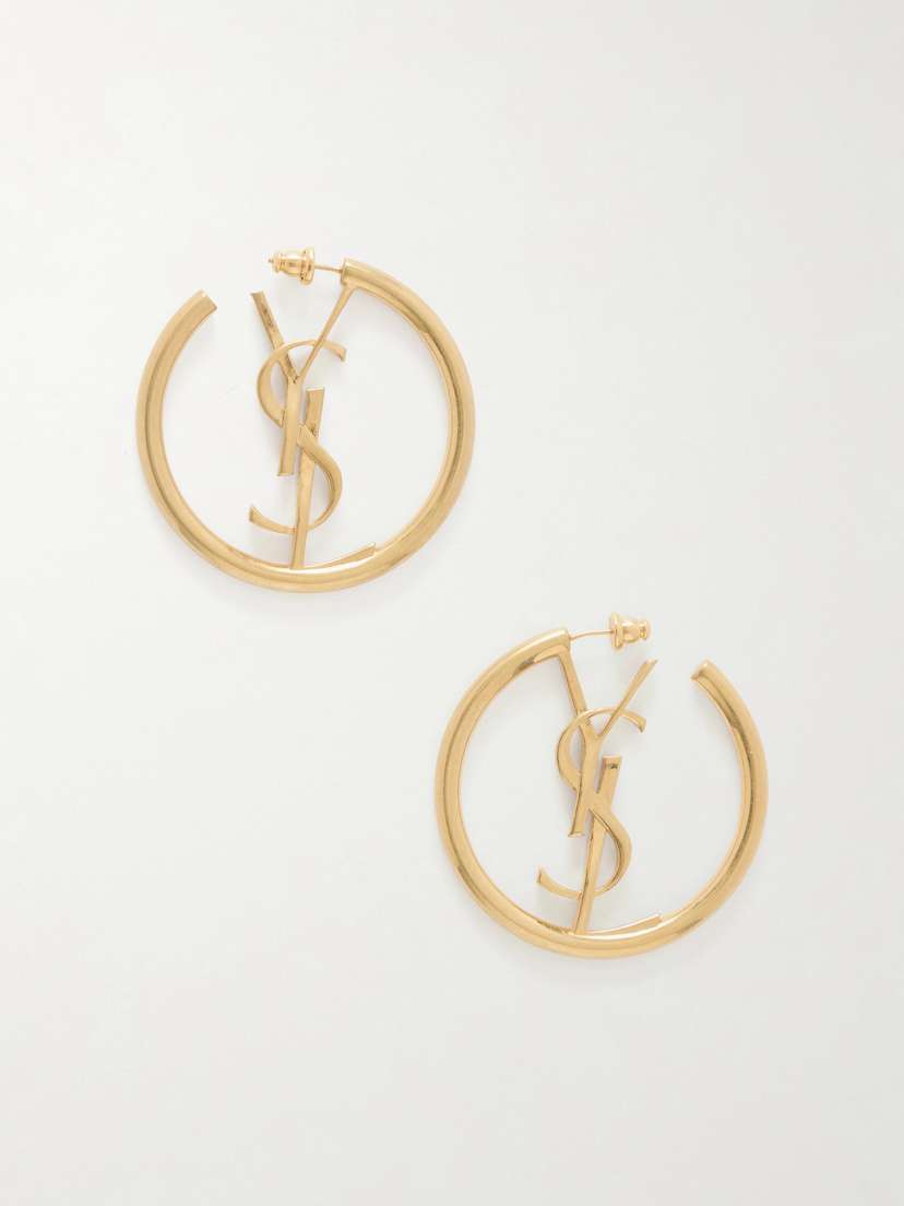 Saint Laurent Créoles Cassandre Brass Earrings