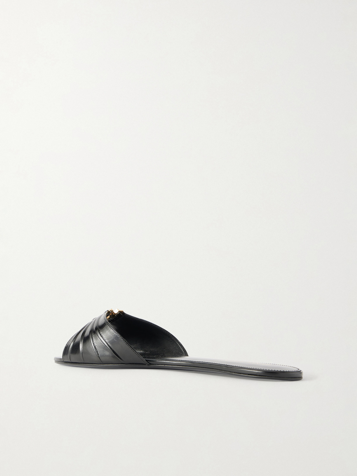 Babylone Embellished Gathered Glossed-Leather Slides