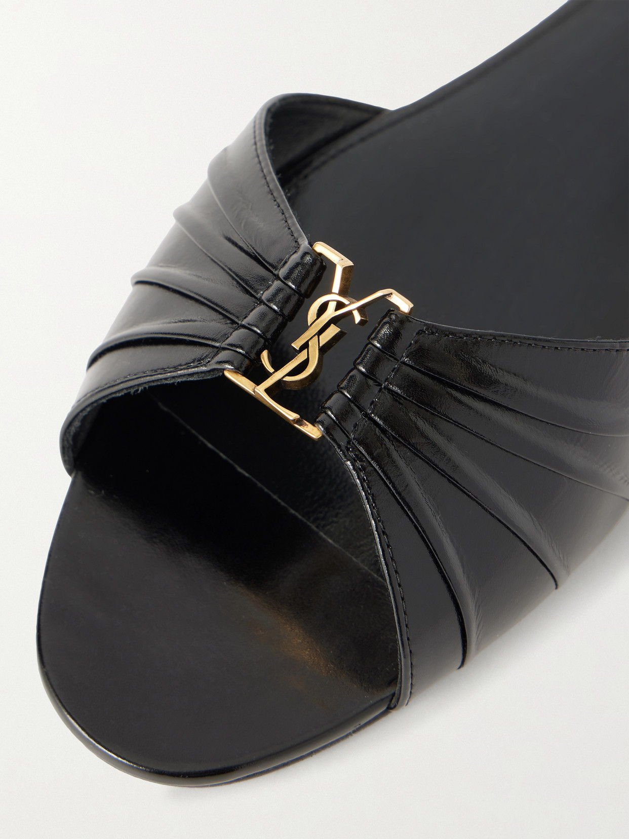 Babylone Embellished Gathered Glossed-Leather Slides