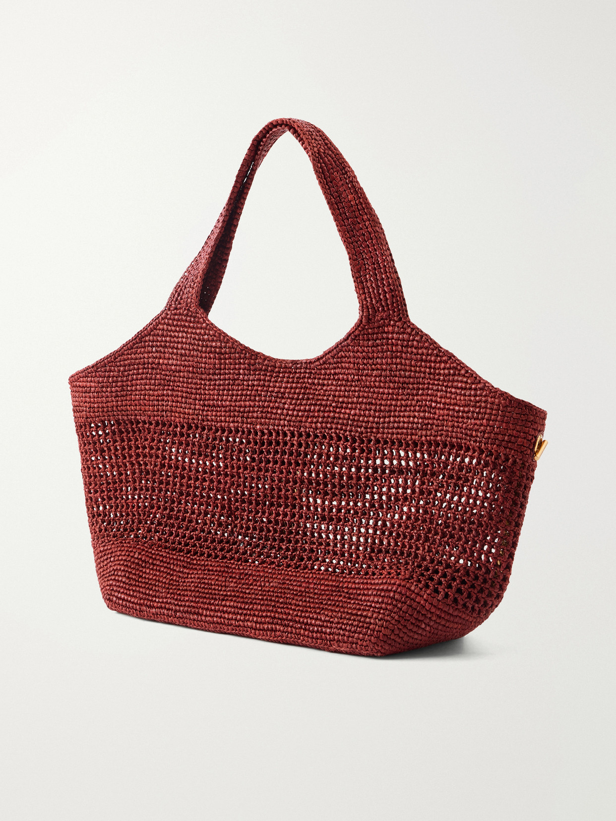 Icare Maxi Leather-Trimmed Raffia Tote