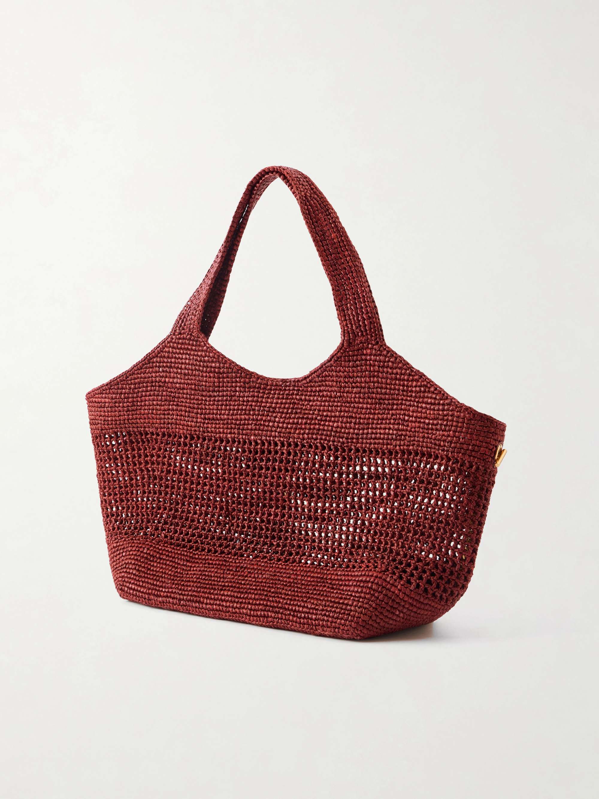 SAINT LAURENT Icare maxi leather-trimmed raffia tote | NET-A-PORTER
