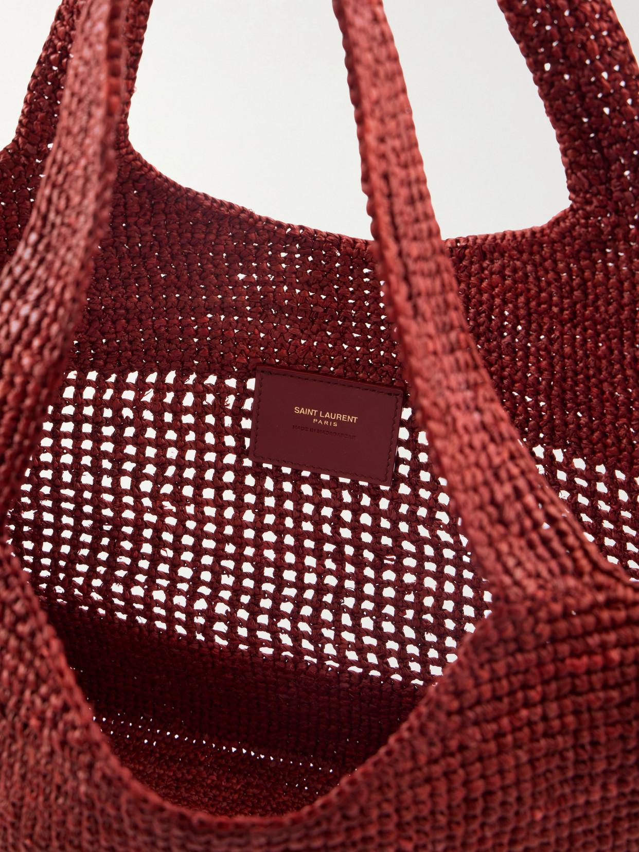 Icare Maxi Leather-Trimmed Raffia Tote