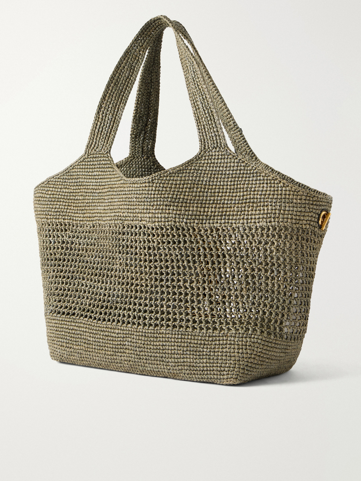Icare Maxi Leather-Trimmed Raffia Tote