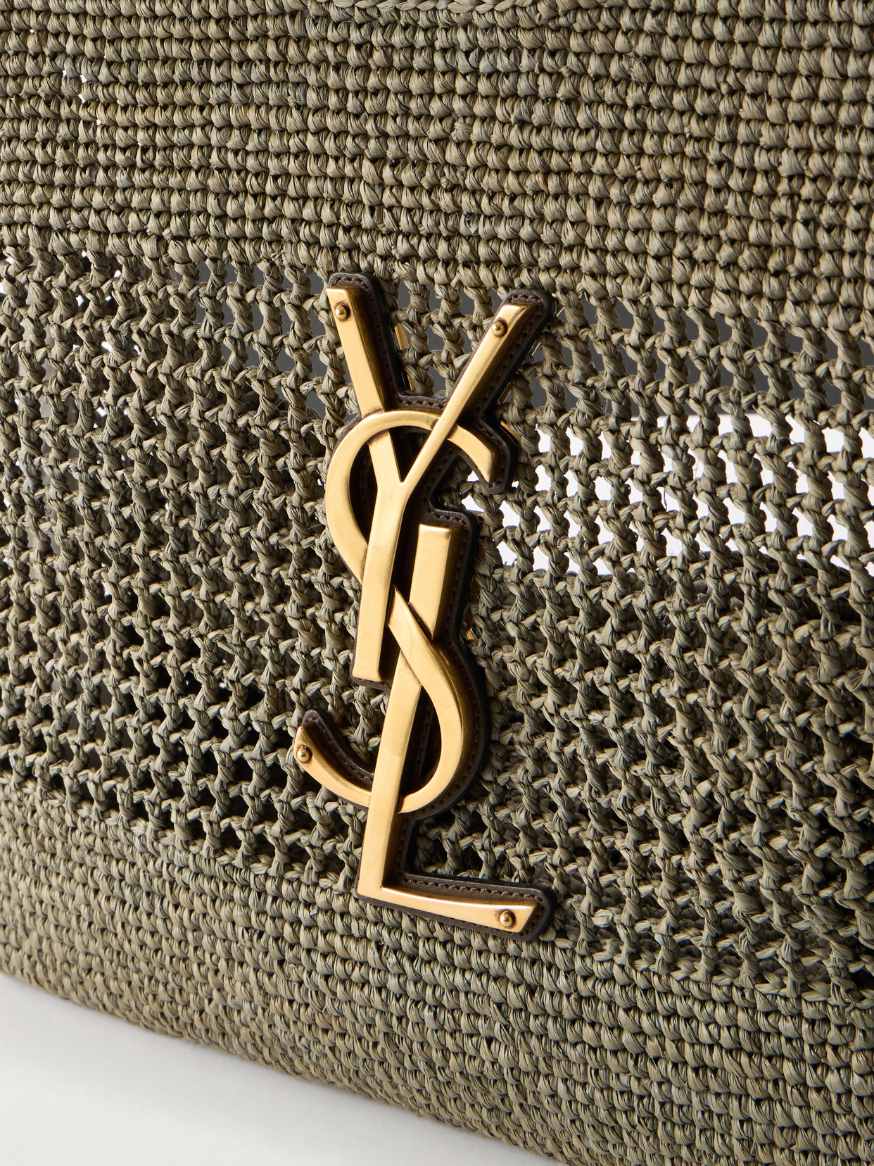 Icare Maxi Leather-Trimmed Raffia Tote