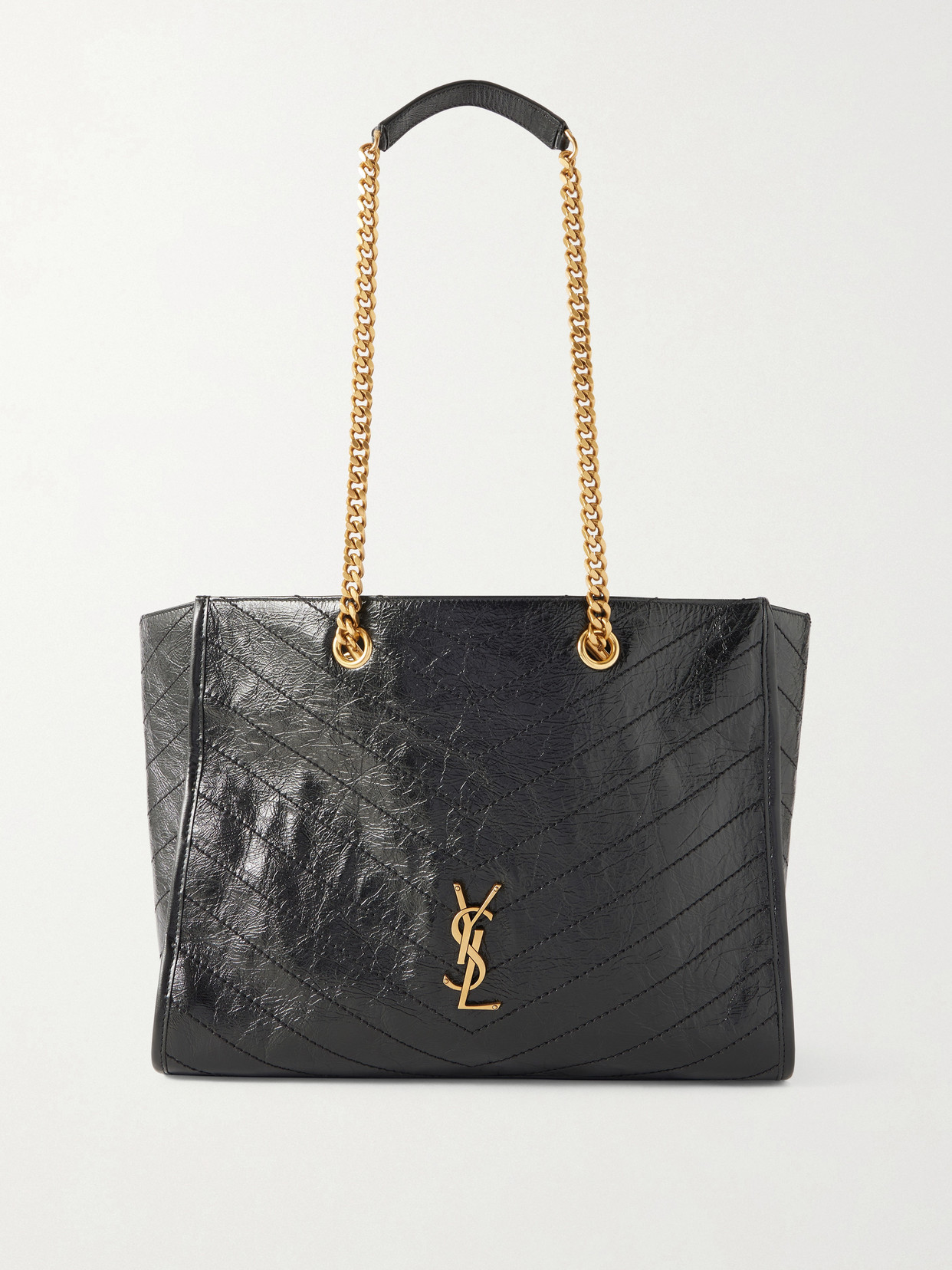 Saint Laurent Niki Textured-leather Tote In Black