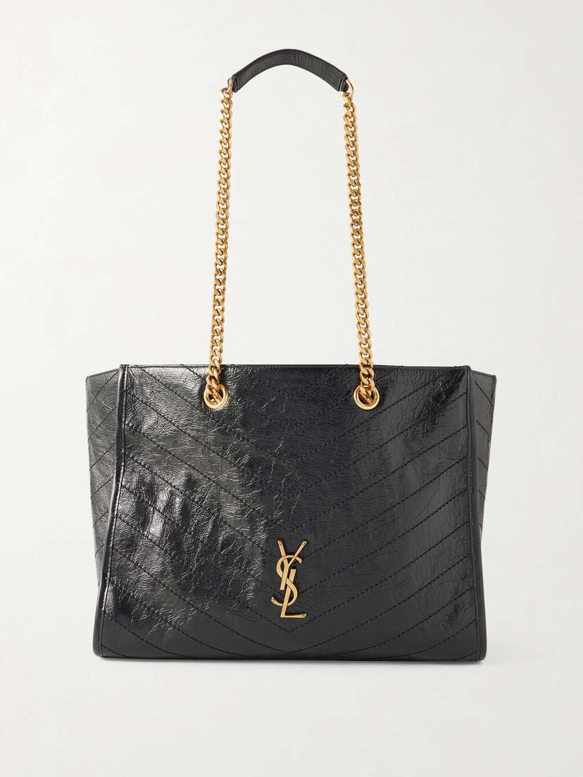 Saint Laurent Niki Small Crinkled-leather Tote