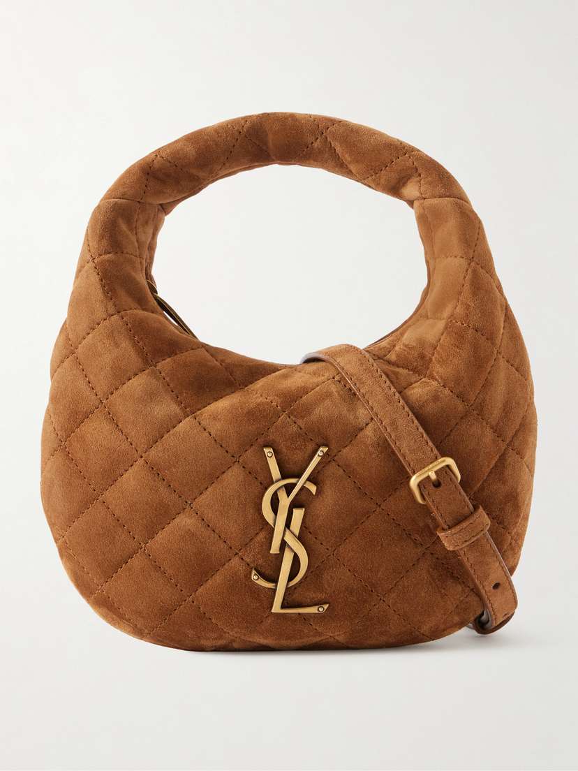 Saint Laurent Icarino Mini Matelassé Suede Shoulder Bag