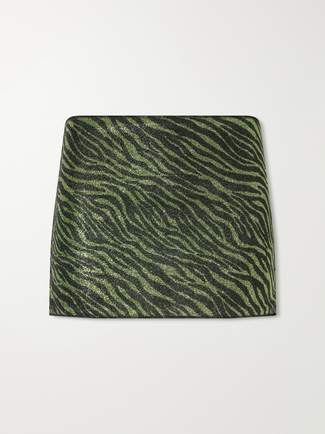 Oseree Animalier Metallic Stretch-knit Mini Skirt In Green