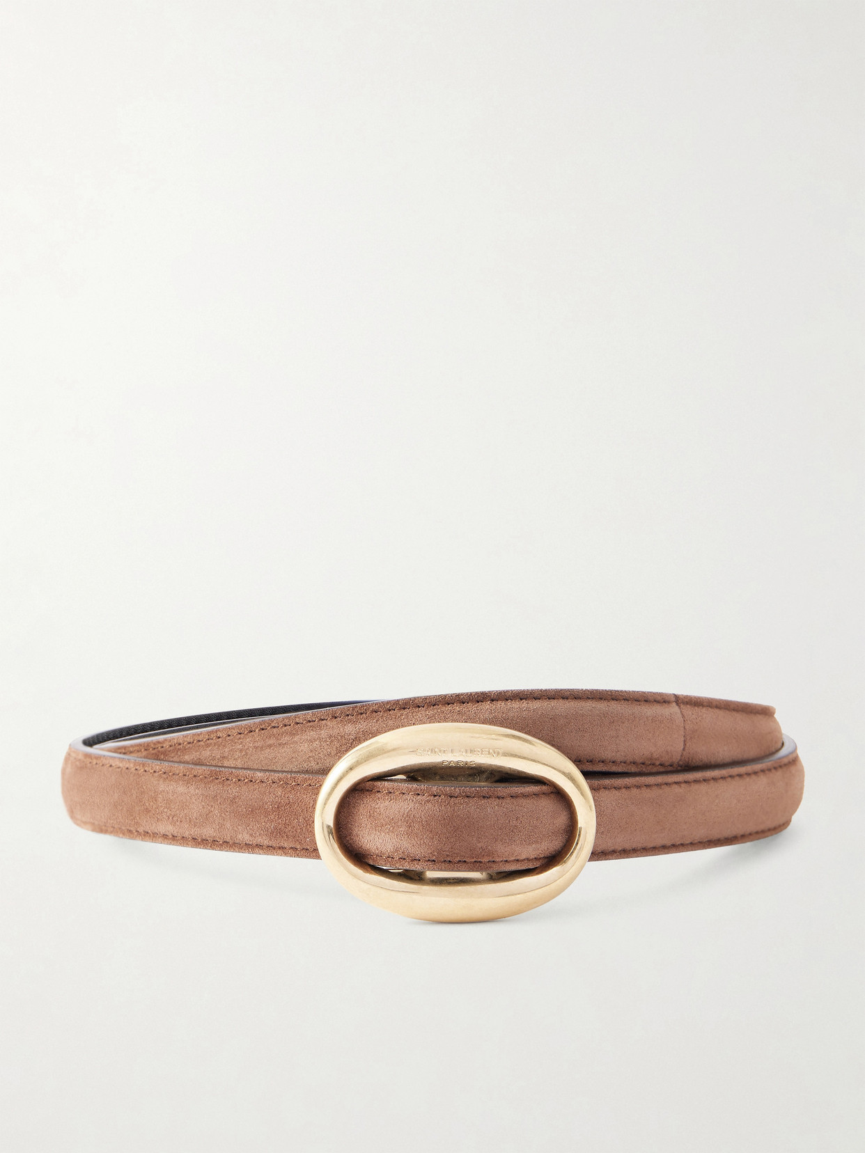 Saint Laurent Suede Waist Belt In Brown