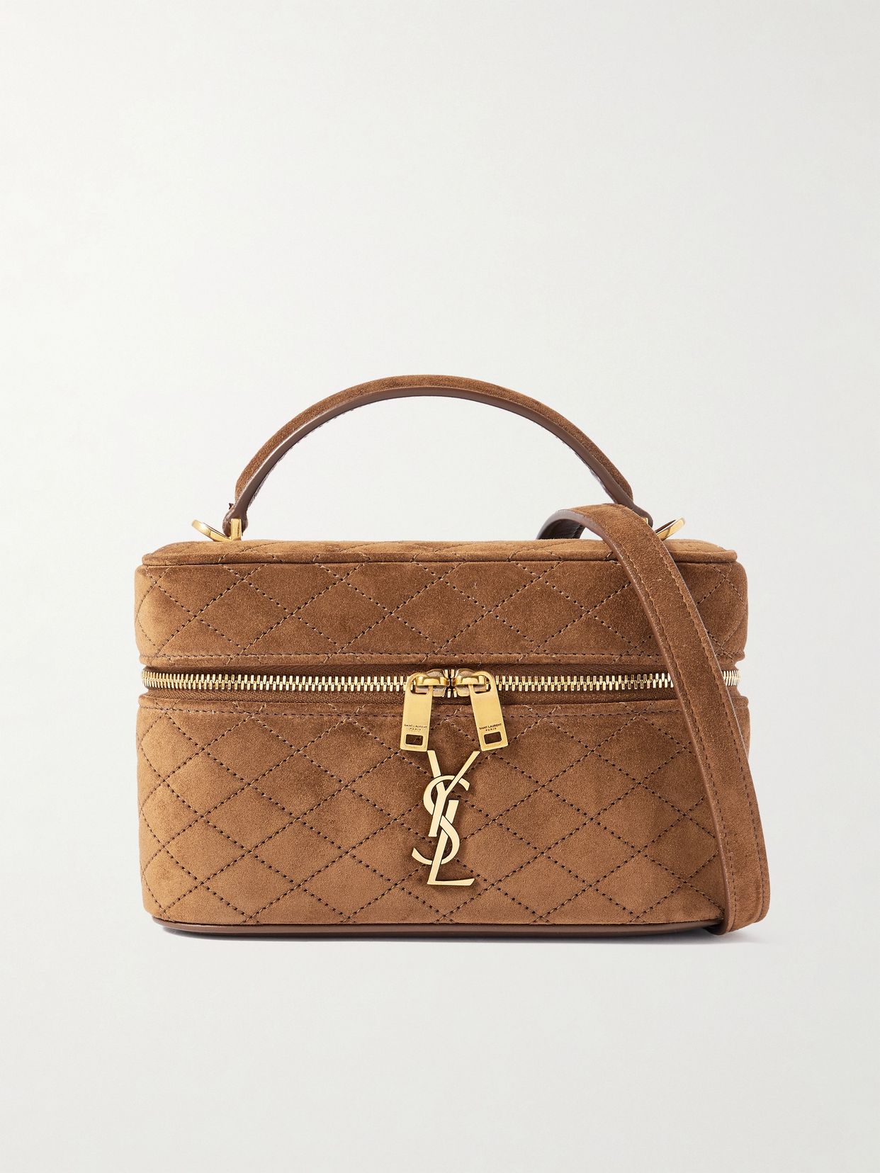 gaby vanity mini quilted suede shoulder bag