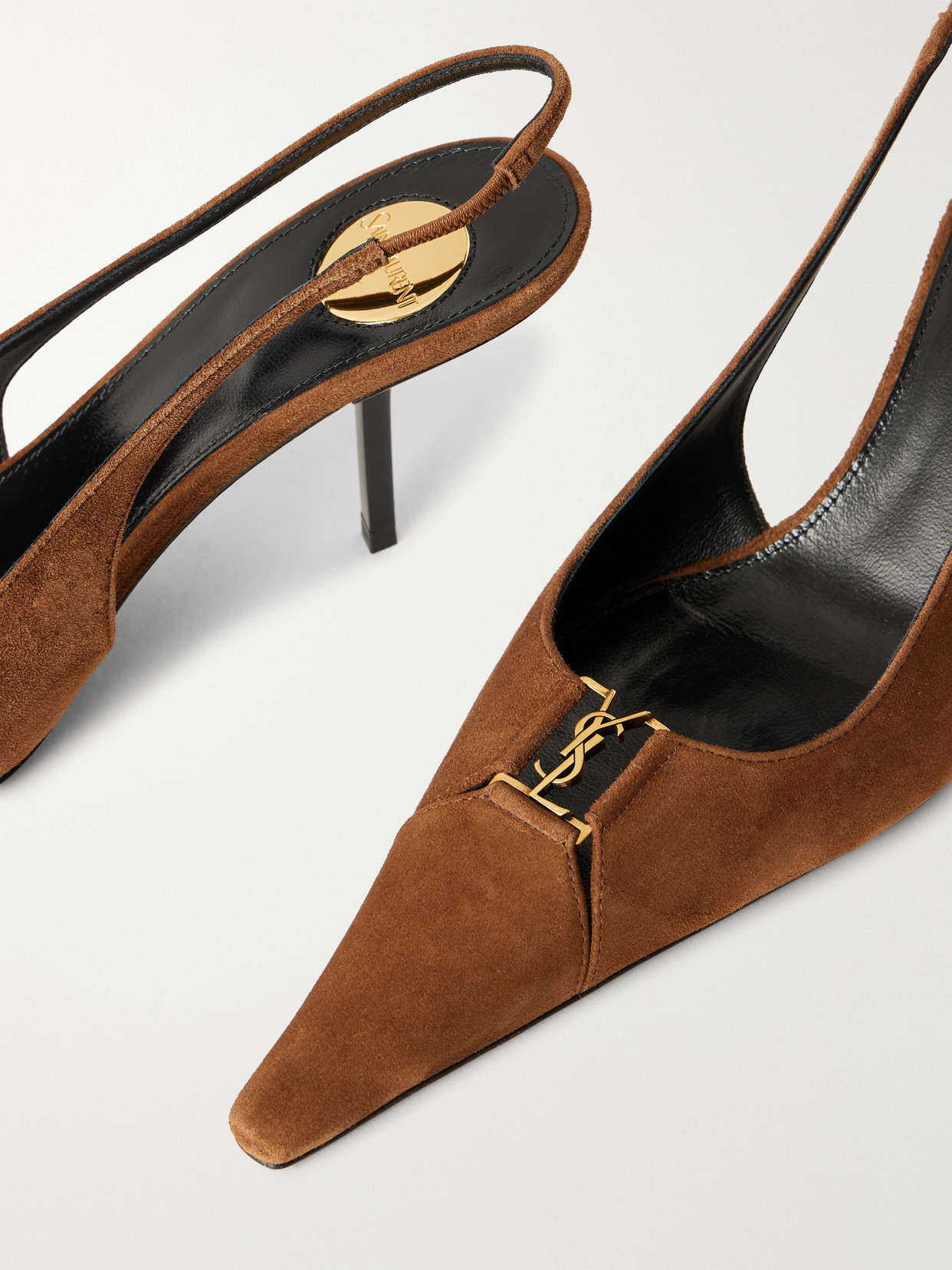 Babylone Glossed-Leather Slingback