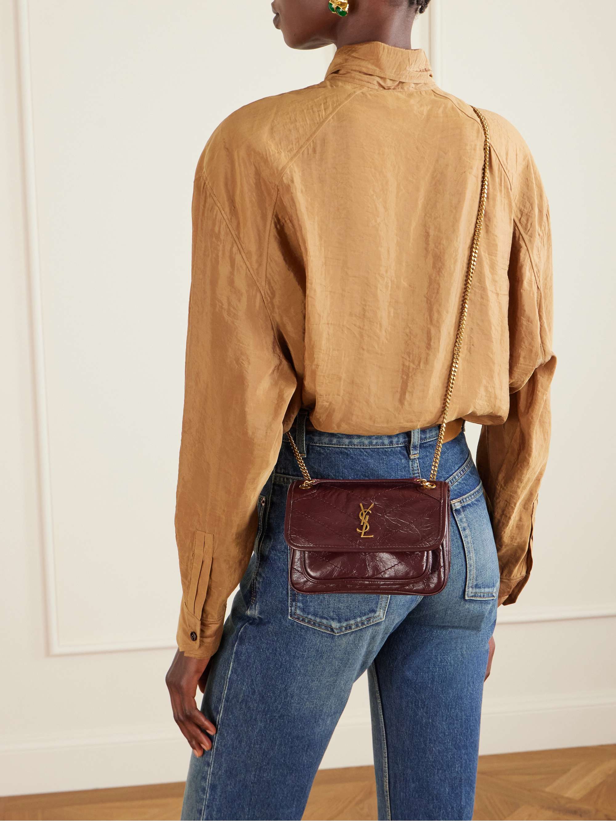SAINT LAURENT Niki mini crinkled-leather shoulder bag | NET-A-PORTER