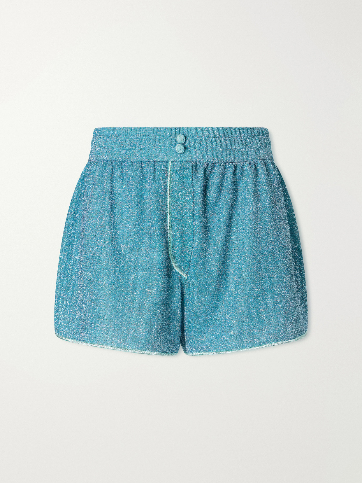 Oseree Lumiere Metallic Lurex Shorts In Blue