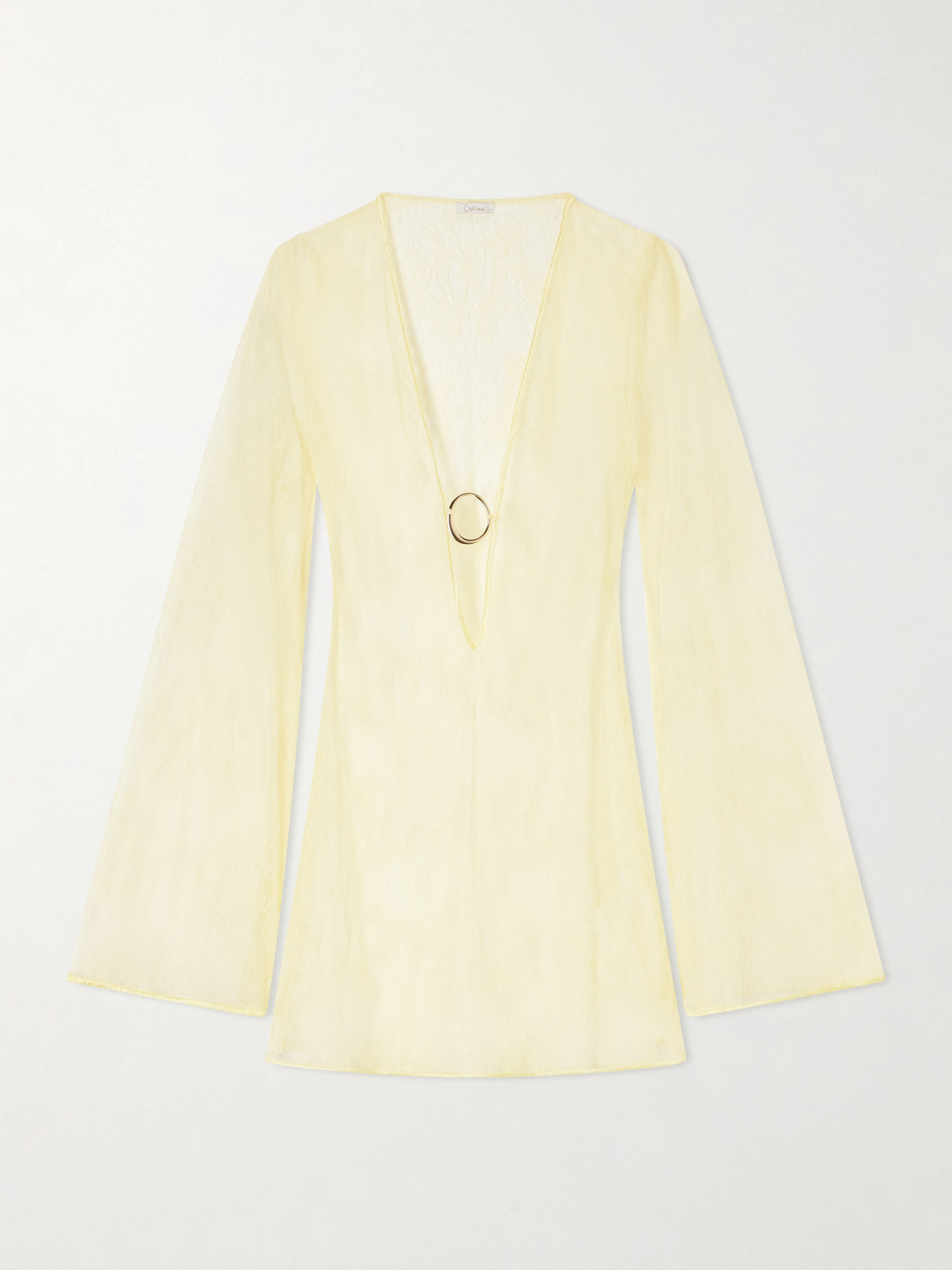 Oseree Lace O Metallic Kaftan In Yellow