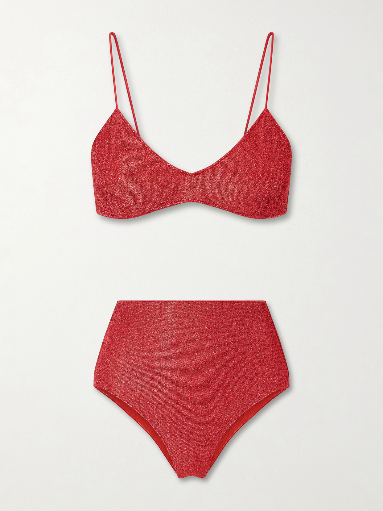 Oseree Lumière Metallic Lurex Bikini In Orange